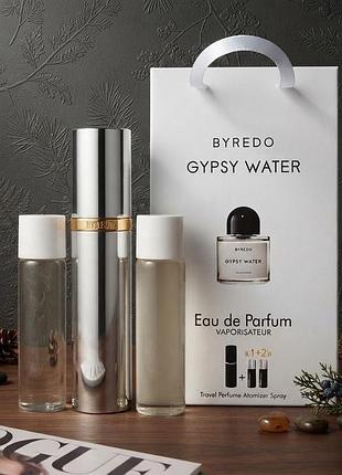 Елітний нішевий набір byredo gypsy water (3х15 мл) у тревел-атомайзері — парфумована вода