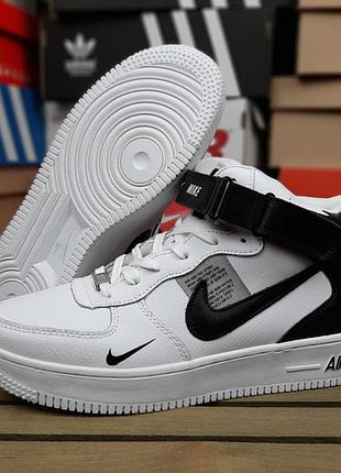 Кроссовки зимние nike air force 1 mid utility white black 07 lv8 мех