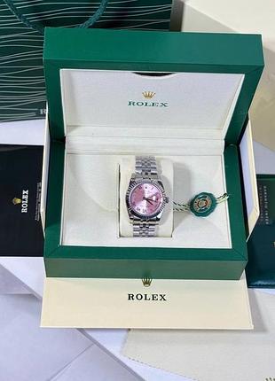 Годинник rolex срібний рожевий циферблат