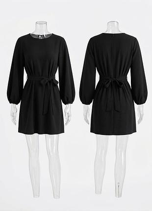 Коротка жіноча сукня zara чорна розмір s з довгим рукавом та поясом