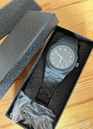 Мужские часы arabic black - черный, кварцевый, циферблат с метками, водозащита wr30