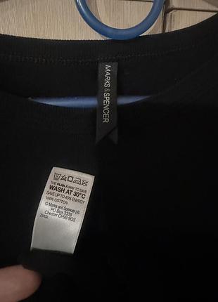 Футболка ущільнений  трикотаж в рубчик бавовняна котон 100% чорна базова marks&spenser 14 /42/ хл