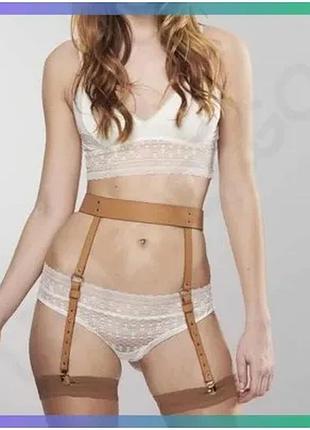 Пояс для чулок bijoux indiscrets maze экокожа бежевый регулируемый для чулок one size sku_tanga_vendorcode_для полнолетних