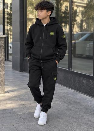 Теплий спортивний костюм stone island на флисе для мальчиков 12-16 лет