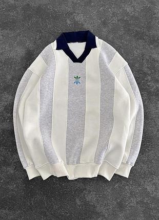 Світшот чоловічий adidas сірий у смужку, бавовна, розміри s, m, l, xl