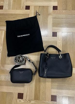 Набір жіночих сумок emporio armani чорного кольору