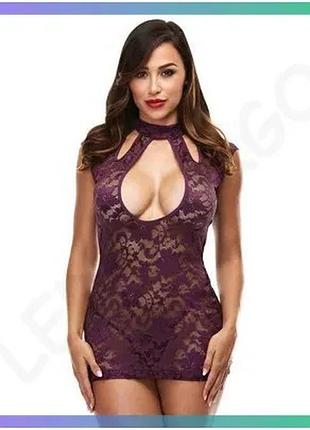 Сукня lace keyhole mini dress фіолетова s-m коротка з відкритою спинкою для вечірок та святкових заход sku_tanga_vendorcode_для