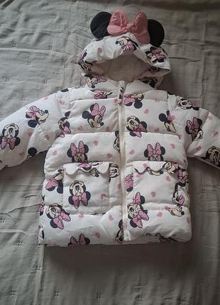 Зимняя/теплая куртка sinsay baby minnie mouse с ушками, рост 74 см