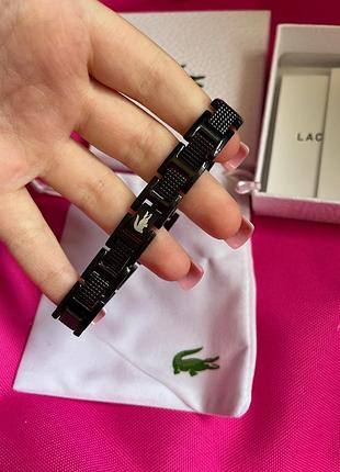 Мужской браслет lacoste — черный, нержавеющая сталь 316l, регулируемый размер, стильный аксессуар