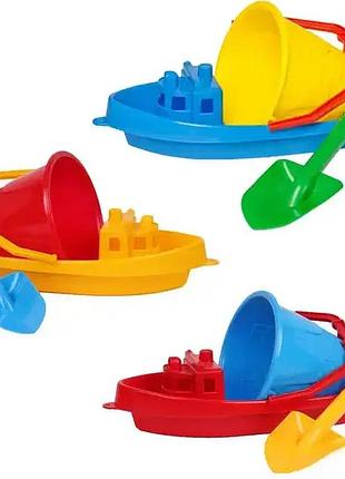 Набор для песка technok toys кораблик, ведерко, лопатка, формочка, 40 см