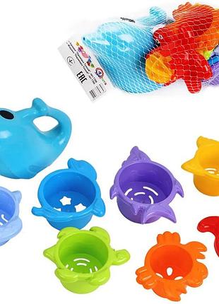 Набор для ванны морская пирамидка technok toys с лейкой-дельфином (8 элементов, от 1 года)
