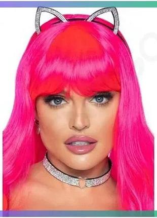 Набір аксесуарів bling kitty leg avenue зі стразами вуха чокер для хелловіна та вечірок sku_tanga_vendorcode_для повнолітніх