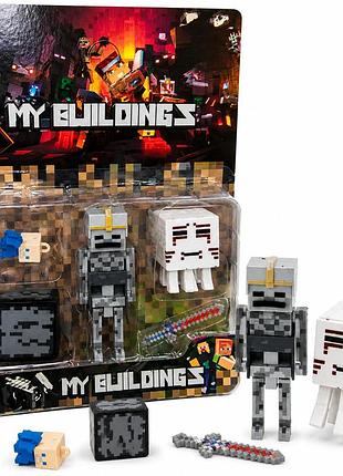 Набір фігурок minecraft "my buildings" з аксесуарами, 4 герої, рухливі частини, 9 см