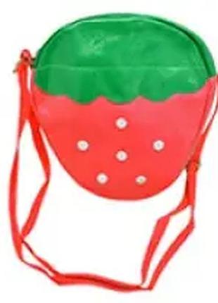Сумка дитяча stenson strawberry bag у формі полунички 16x15x3 см, червона з зеленою