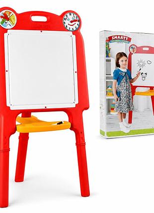 Мольберт pilsan smarty 119x50x67 см красный с маркером и часами для детей