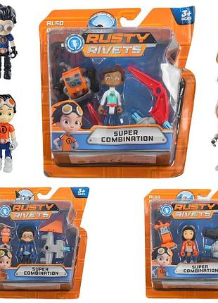 Ігровий набір rusty rivets супер комбінація з фігуркою героя, роботом і деталями