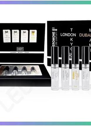 Набір парфумів для чоловіків з феромонами hot lmtd pheromone perfume men 4x5 мл аромати для стилю та в sku_tanga_vendorcode_для
