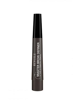 Маркер для бровей с эффектом микроблейдинга revuele 4 tips eyebrow pencil темно-коричневый