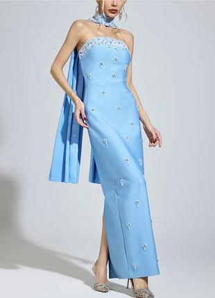 Блакитна сукня з стразами 3