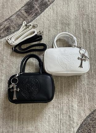 Сумка chrome hearts bag, жіноча сумка через плече chrome hearts black and white, сумка хром хартс , chrome shoulder bag