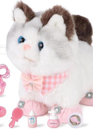 Интерактивная мягкая игрушка-кот cute pets 933-87e электронная плюшевая кошка с аксессуарами для детей