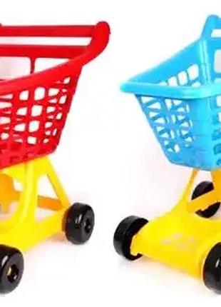 Іграшковий візок для покупок shopping trolley 56х47х36.5 см, жовтий з червоним або синім кошиком