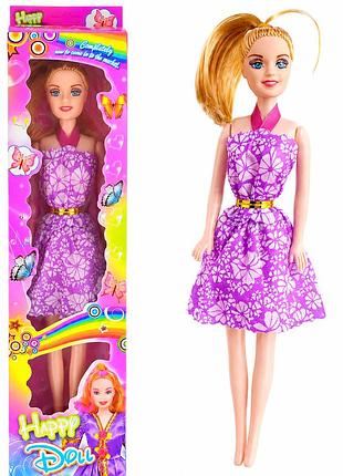 Кукла happy doll в фиолетовом платье, 30 см, модная прическа, стильный наряд.