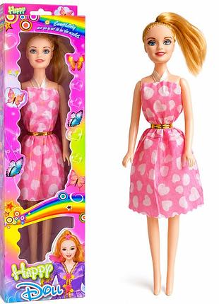 Кукла happy doll в розовом платье с длинными волосами, 30 см