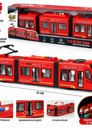 Трамвай іграшковий jiansheng metro інерційний 41 см зі світлом і звуком 1:16