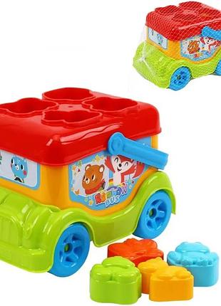 Автобус-сортер rainbow bus технок с фигурками зверюшек для детей от 1 года