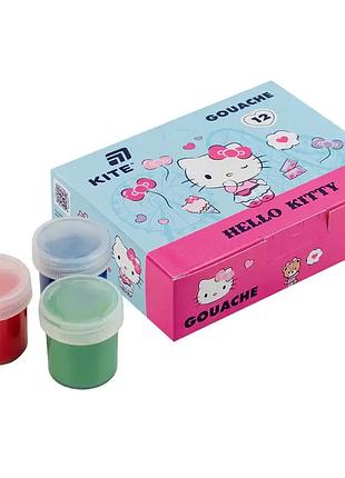 Гуаш kite hello kitty 12 кольорів по 20 мл у яскравій коробці