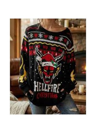 Рождественский свитер hellfire мерч stranger things