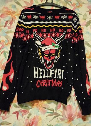 Різдвяний светр hellfire мерч stranger things 3