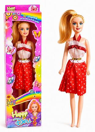 Кукла happy doll в красном платье в горошек, 30 см, стильная игрушка для девочек.