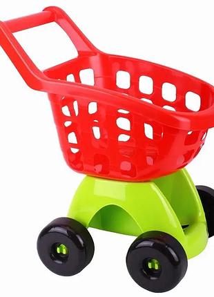 Игрушечный тележочек для супермаркета technok toys красно-зеленый пластиковый 47 см