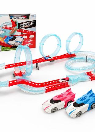 Автотрек triple skyloop з трьома петлями та двома машинками, 83 деталі