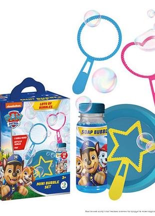 Міні набір мильних бульбашок paw patrol 150 мл із тарілкою та 3 паличками для видування