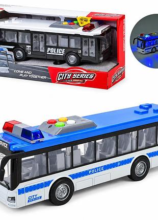 Поліцейський автобус інерційний ruiji city service 28 см зі світлом, звуком і дверима, що відчиняються