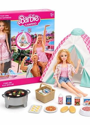 Лялька barbie camping 30 см з наметом, грилем, їжею та підсвіткою