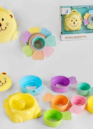 Пирамидка котик rainbow stacking cup 7 чашек обучающая игра для детей 6м+