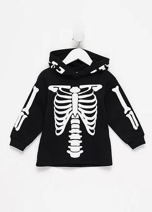 Детское худи h&amp;m 122/128 см черное с принтом скелета