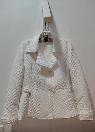 Легка біла куртка zara basic у "ялинку" (жакет/блайзер), розмір l
