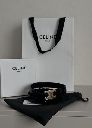 Срочно продаю полностью новый оригинальный черный кожаный ремень celine triomphe (запечатанный с полным подарочным упаковкой), ремень сельпин, пояс