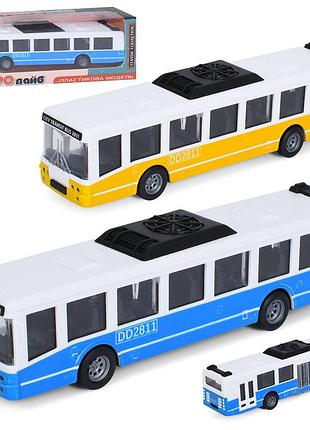 Іграшковий міський автобус інерційний 16 см з гумовими колесами 2 кольори