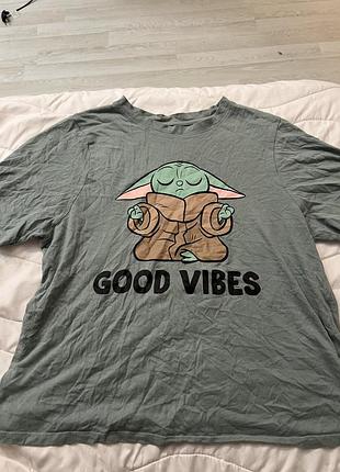 Футболка чоловіча star wars йода good vibes сіра