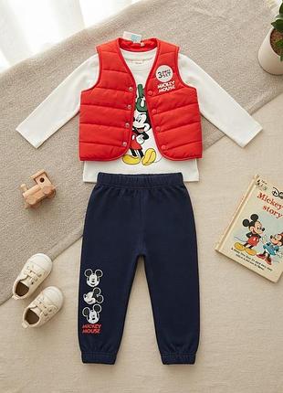 Костюм трійка для хлопчиків mickey mouse, червоний, синій, білий, розмір 92, 98