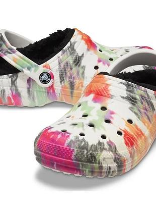 Утепленні оригінальні сабо crocs classic lined tie dye clog для дітей молодшого віку,підлітків  і дорослих.розмір: 24-25;27-28;30-31;32-33;37-38 3