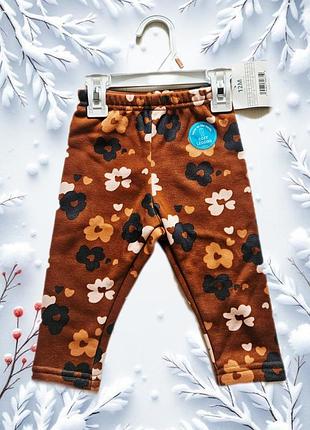 Новые теплые лосины для девочки 80см, carter's, 9-12месительниц, стильные лосины с начесом для девочки, хлопок, теплые брюки для девочки
