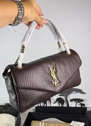 Сумка ysl коричнева золота фурнітура обьемна текстура