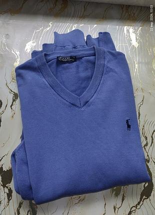 Светр чоловічий polo ralph lauren v-подібний виріз, синій